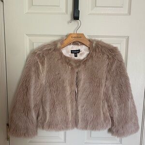 Bebe Blush Cropped Fur Jacket XS